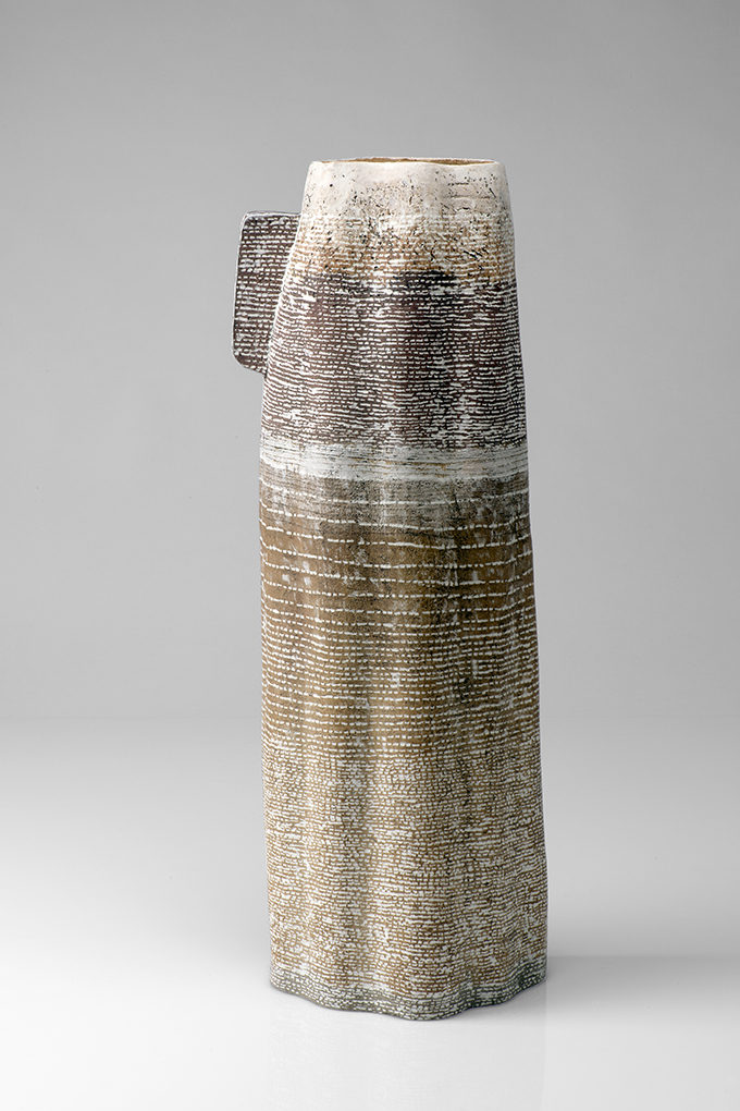 Winter figure, stoneware with porcelain inlays