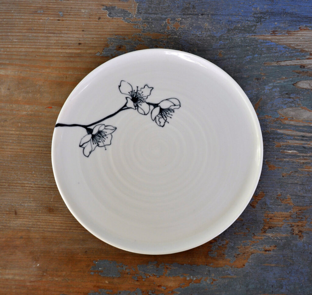 Twisted Porcelain Plate, Peach Blossom